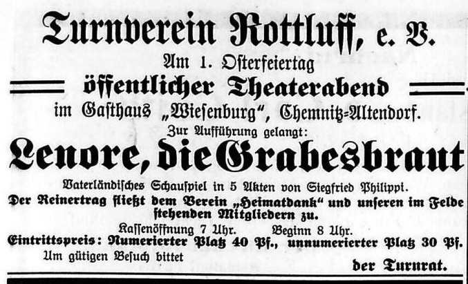 1916 Wochenblatt für Reichenbrand Siegmar Neustadt Rabenstein u
