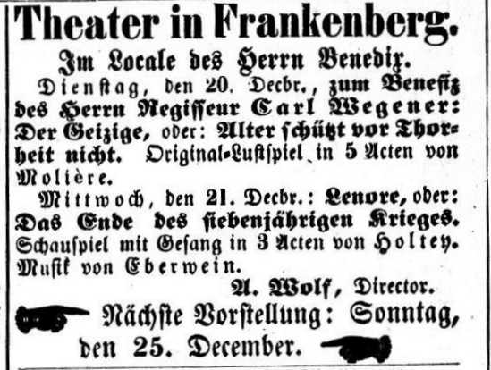 1870 Frankenberger Nachrichtsblatt und Bezirksanzeiger 21.12.