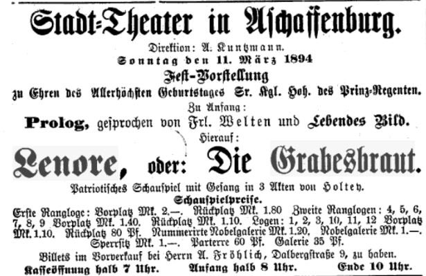 1894 Aschaffenburger Intelligenzblatt 09.03.